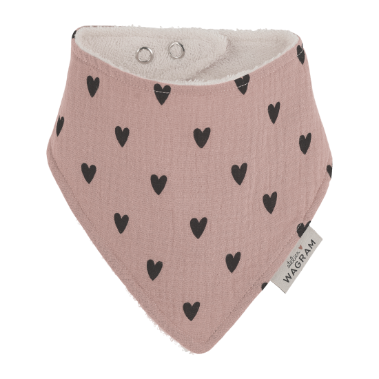 Bavoir bandana cœur rose